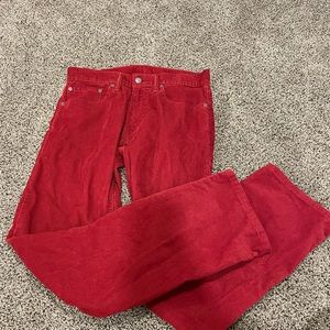 red corduroy levi jeans